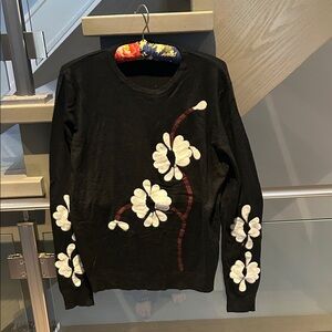 Charming Black Kids Sweater with Floral Design